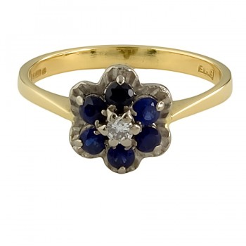 18ct gold Vintage Sapphire/Diamond Cluster Ring size O